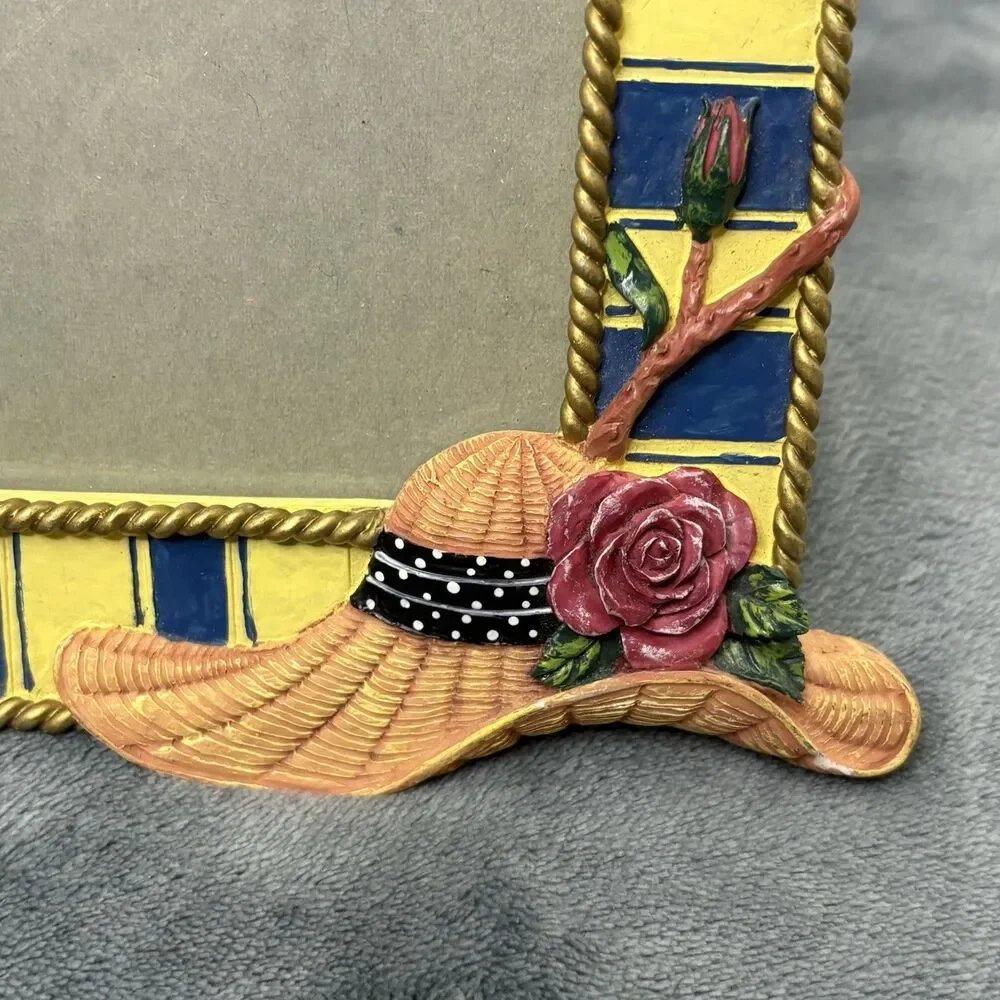 Vintage Hand painted 3D Floral Resin Picture Frame 3.5x5
